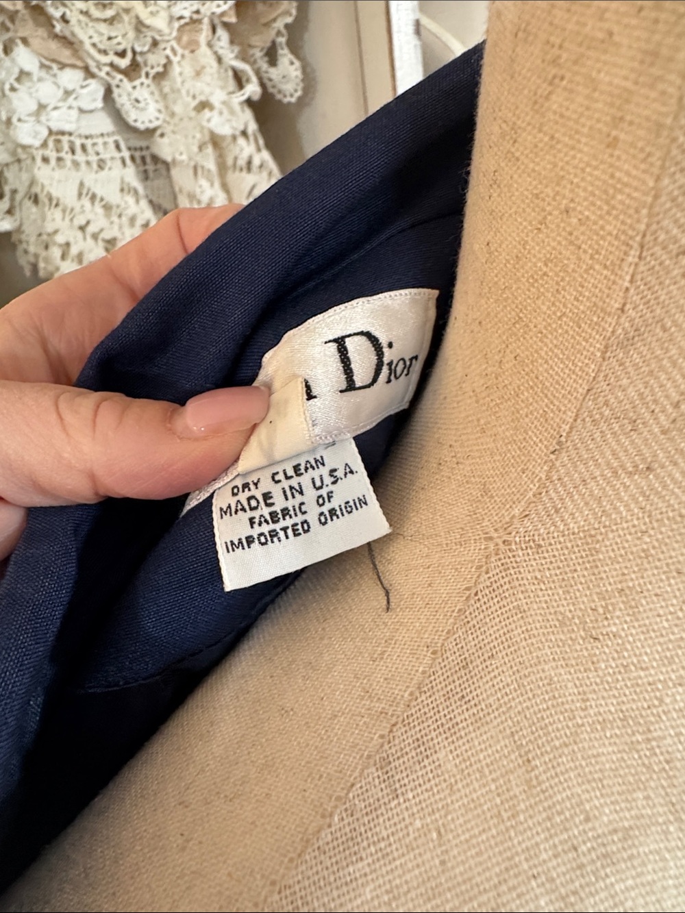 Dior Vintage 80s-90s Navy Single-Button Open Front Blazer - Picture 3 of 8